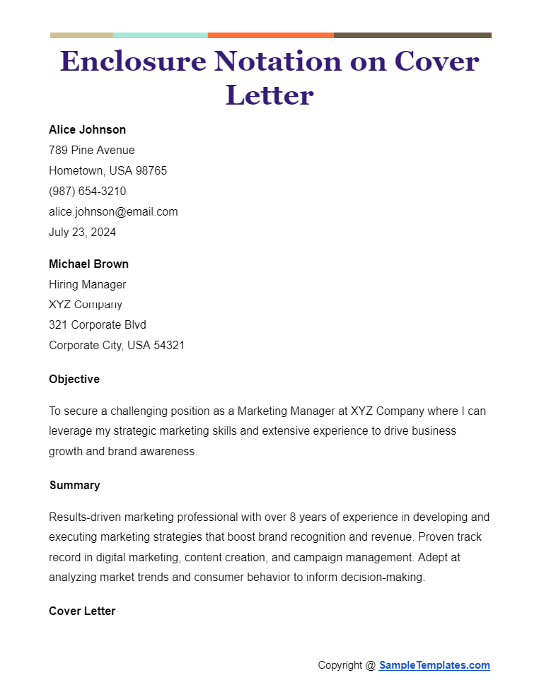 enclosure notation on cover letter