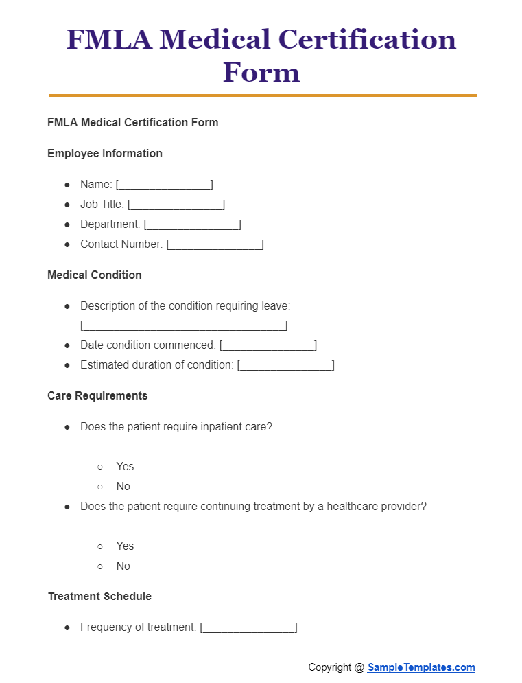 fmla medical certification form