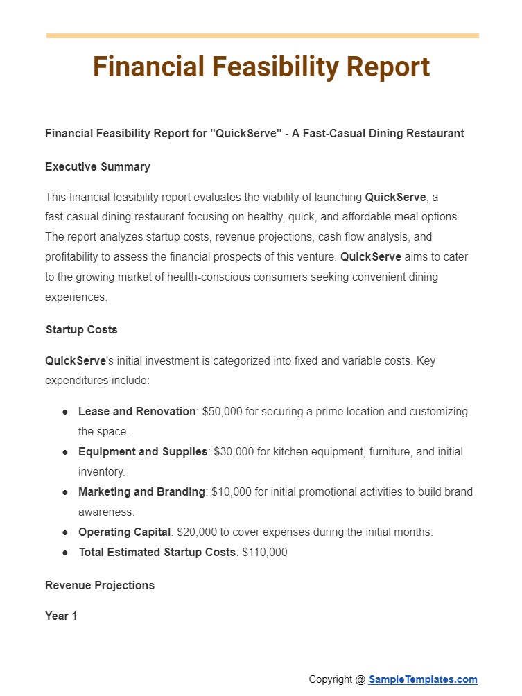 financial feasibility report