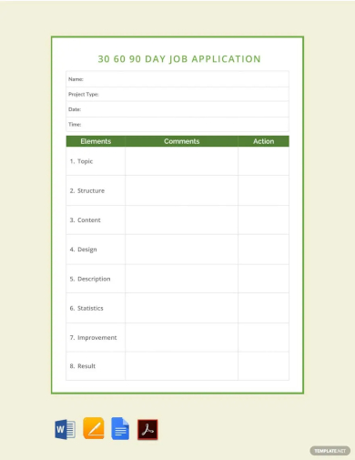 free 30 60 90 day job application template