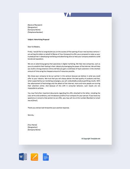 free advertising proposal letter