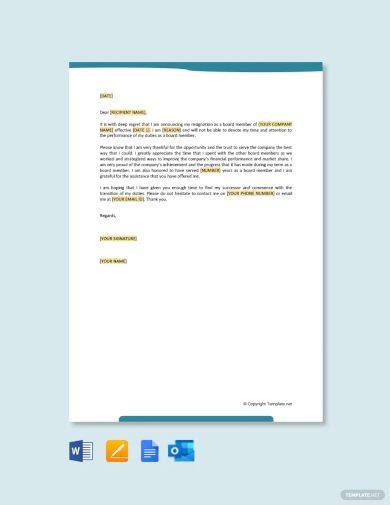 free board membership resignation letter template
