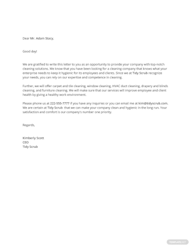 free cleaning service proposal cover letter template