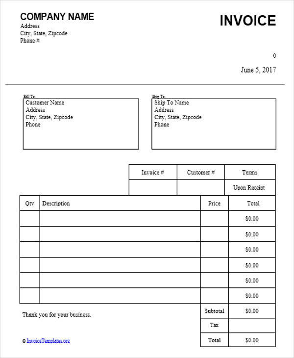 dj invoice template excel