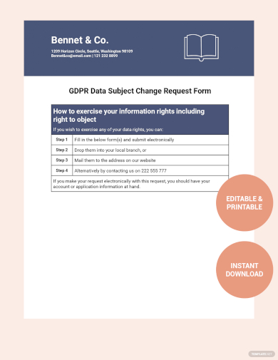 free gdpr data subject change request form template