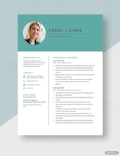free helicopter pilot resume template