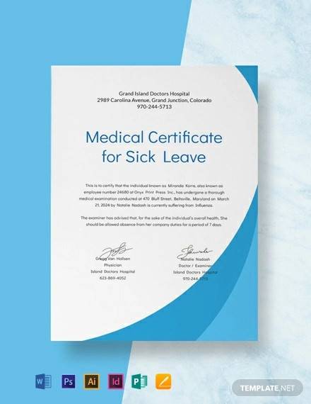 free medical certificate format for sick leave
