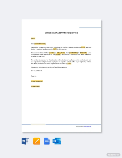 free office seminar invitation letter template
