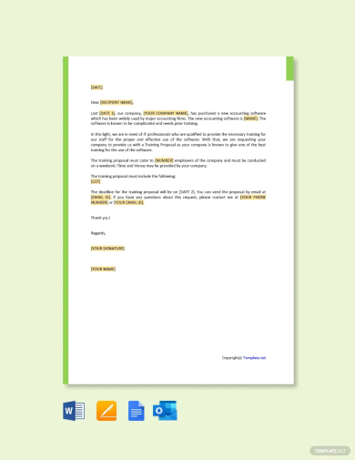 free request for training proposal letter template