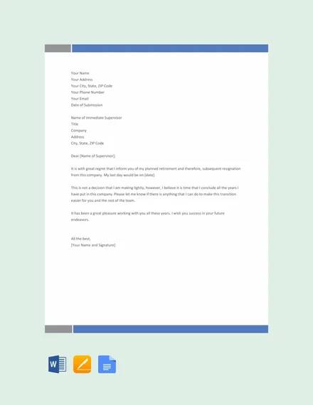 Sample Letter Of Resignation For Retirement from images.sampletemplates.com