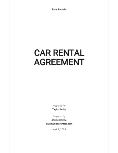 free simple car rental agreement template