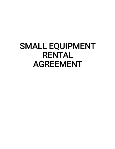 free small equipment rental agreement template