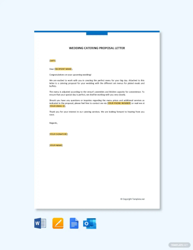 free wedding catering proposal letter template