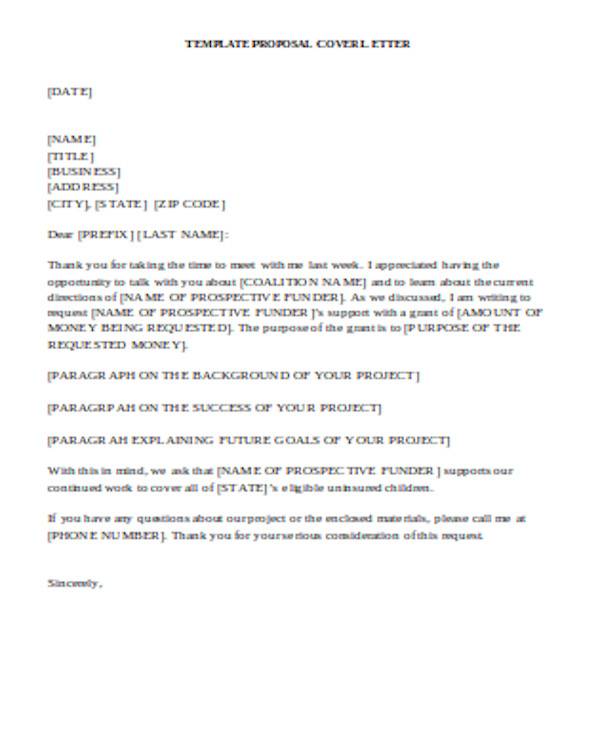 proposal cover letter for grant