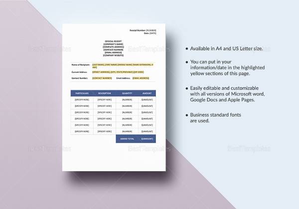 general receipt excel template