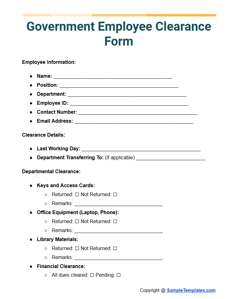 government employee clearance form