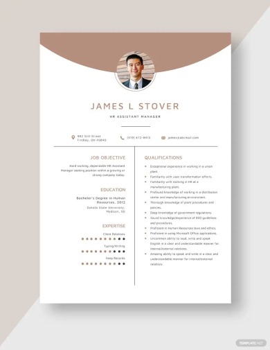hr assistant manager resume template