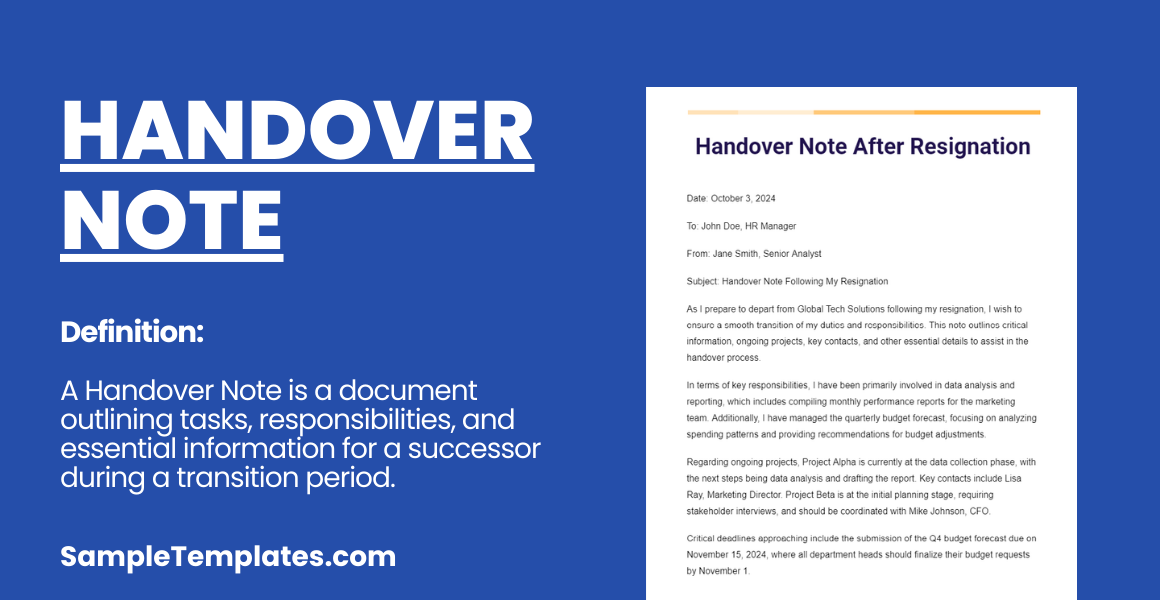 handover note
