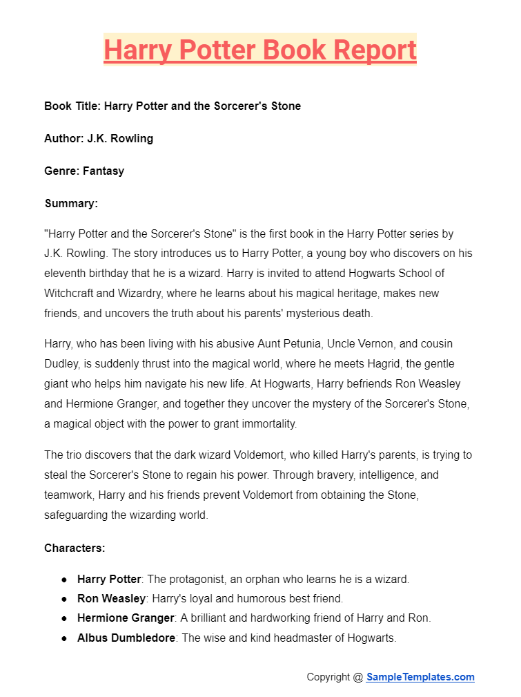 harry potter book report