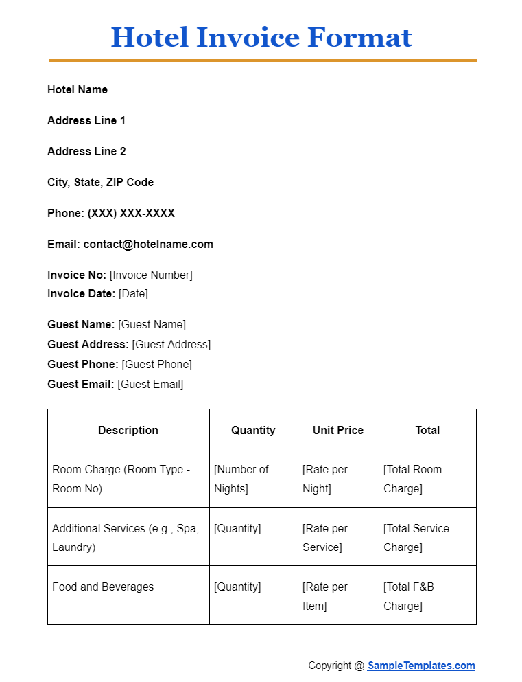 hotel invoice format