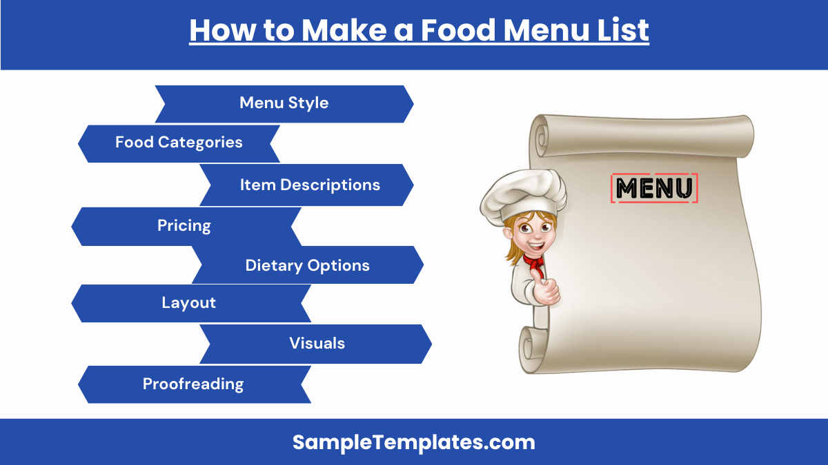 how to make a food menu list