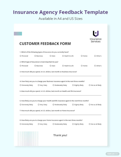 insurance agency feedback form template