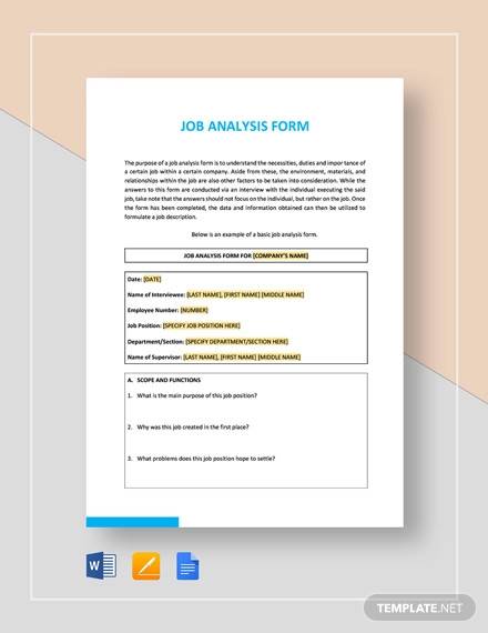 job analysis form template