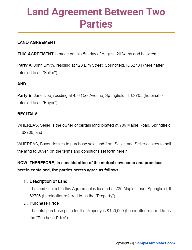 land agreement between two parties