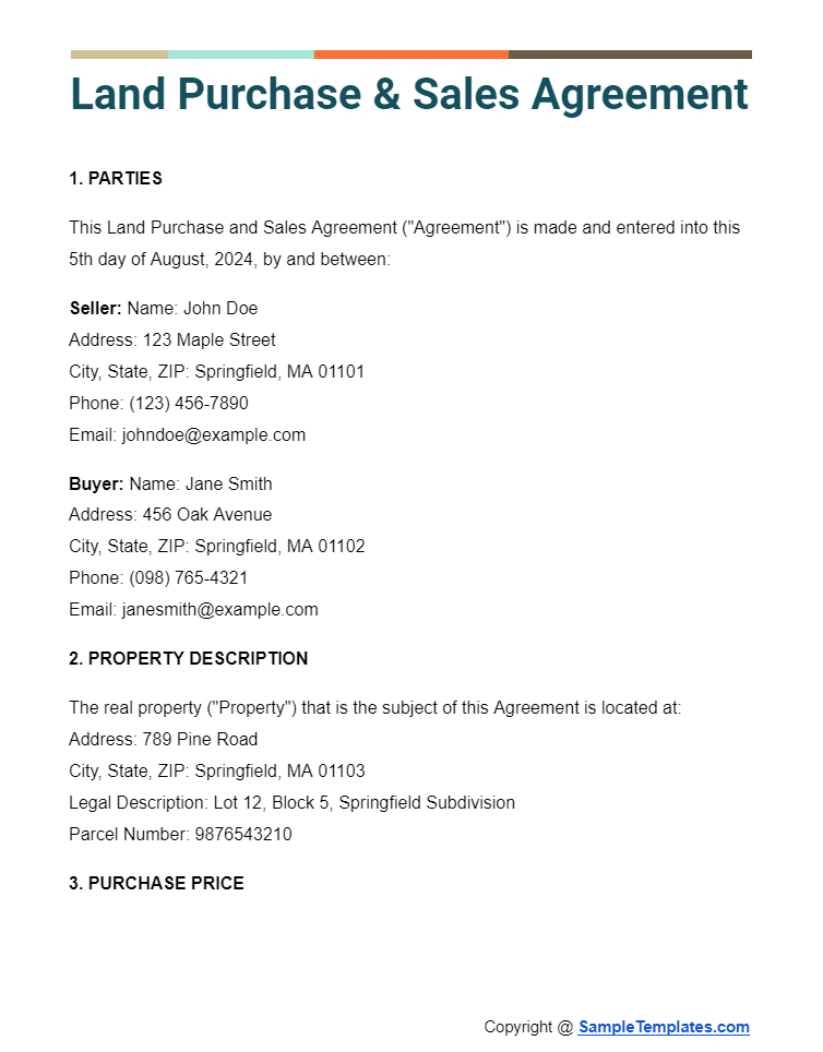 land purchase sales agreement
