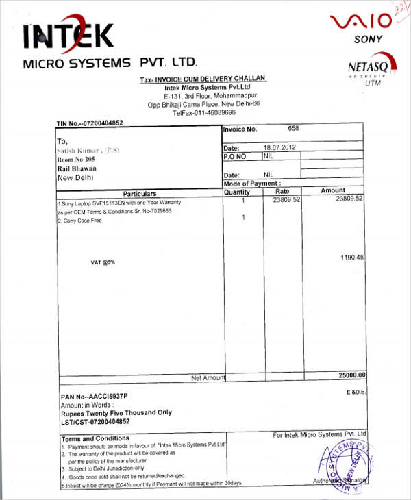 Sample Purchase Invoice 7 Examples In PDF Word