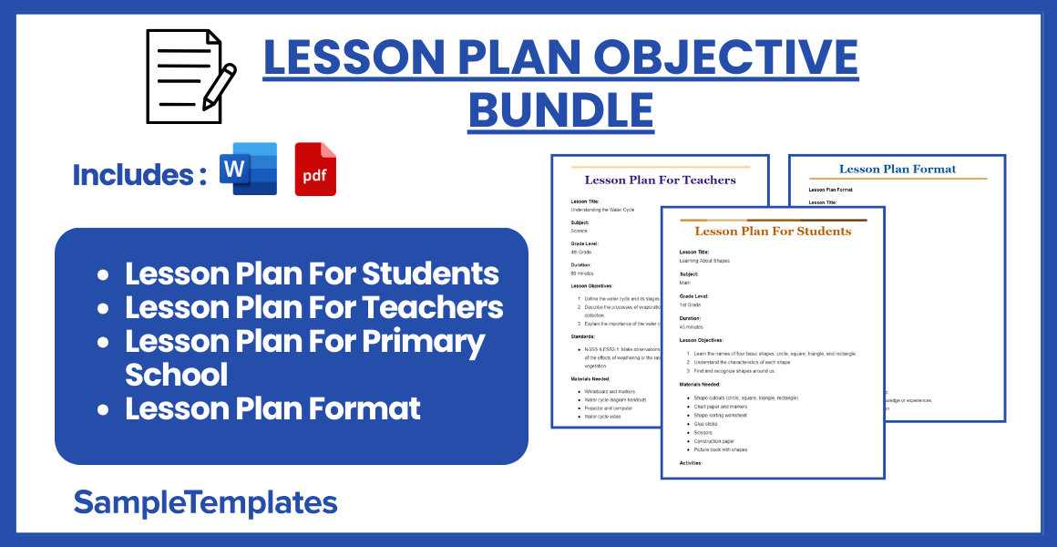 lesson plan objective bundle