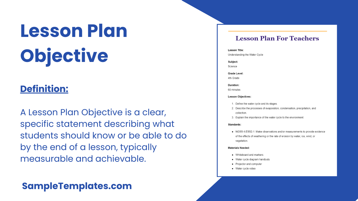 Lesson Plan Objective
