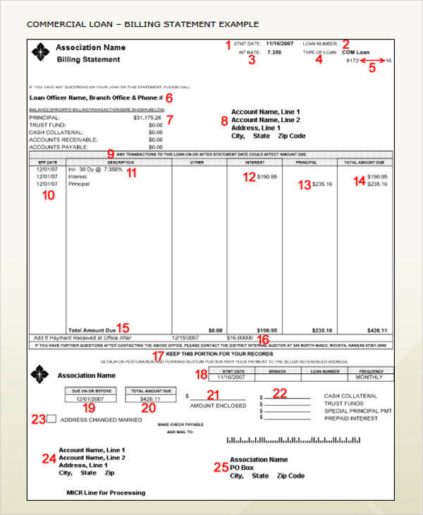 FREE 7+ Sample Billing Statement Templates in MS Word PDF