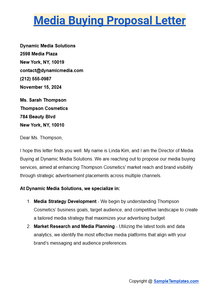 media buying proposal letter