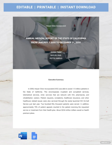 medical annual report template