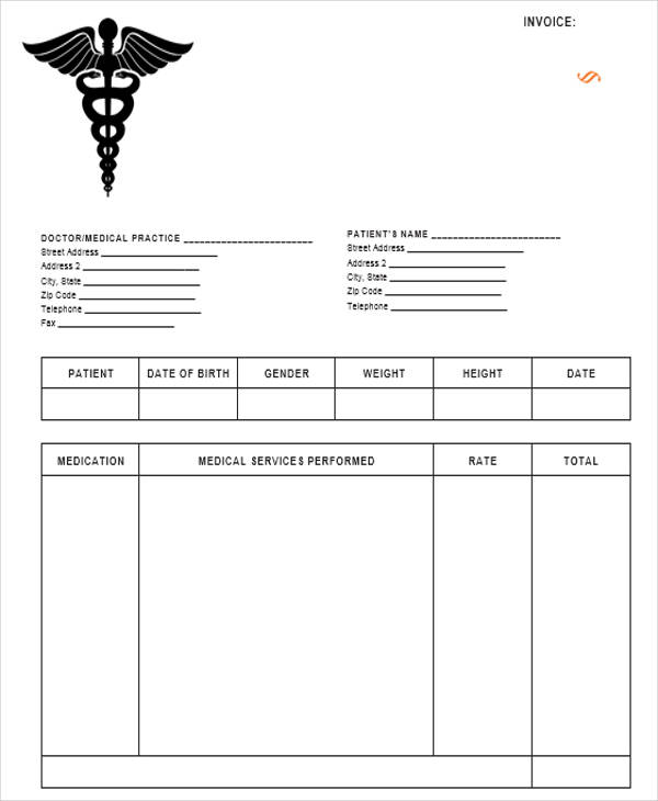 FREE 8  Sample Medical Invoice Templates in MS Word PDF