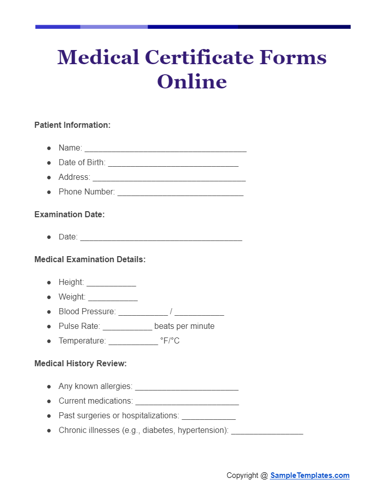 medical certificate forms online