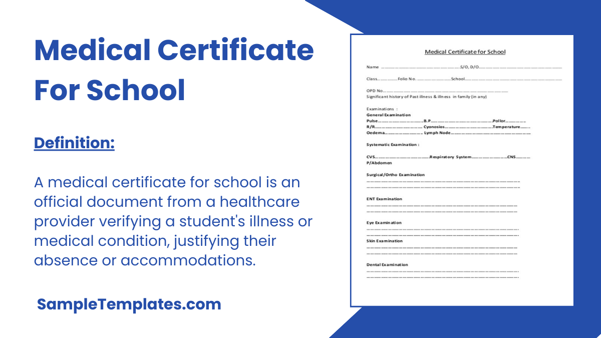 Medical Certificate for School