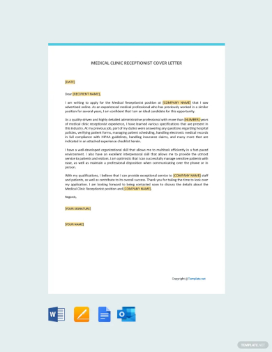 medical clinic receptionist cover letter template