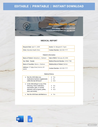 medical summary report template