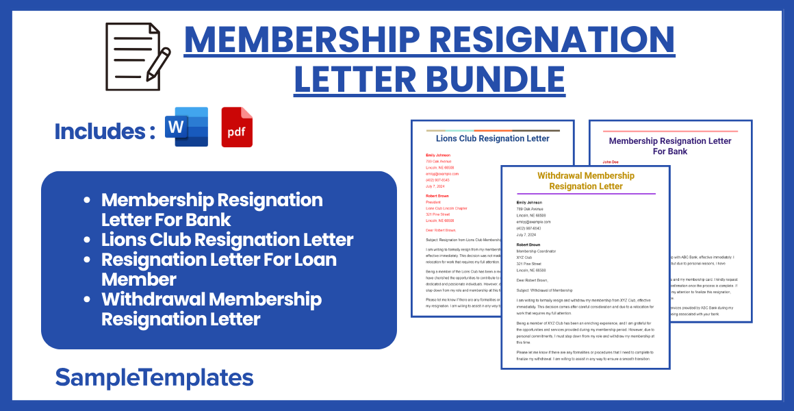 membership resignation letter bundle