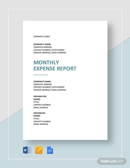 monthly expense report template google sheets