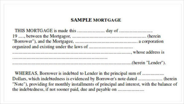 mortgage note samples
