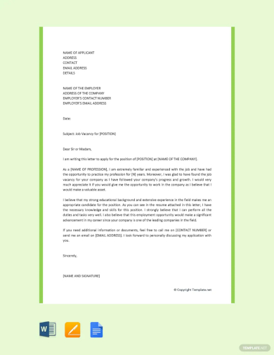 motivation letter for job application template