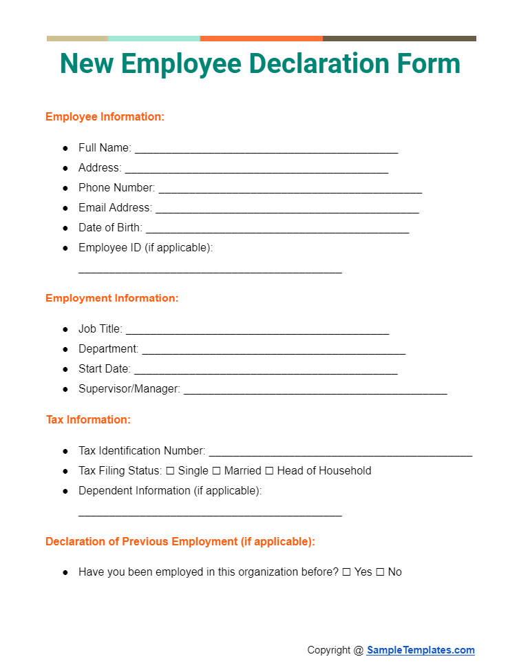 new employee declaration form