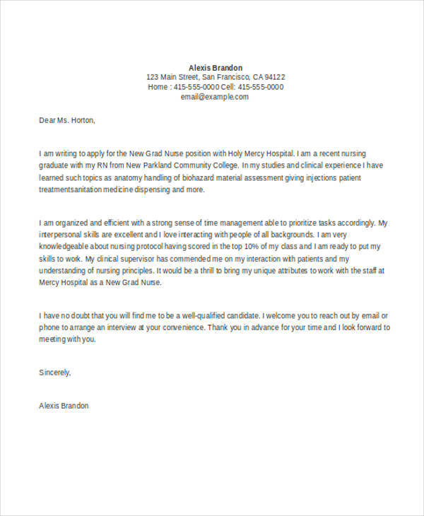 cover letter for a graduate student