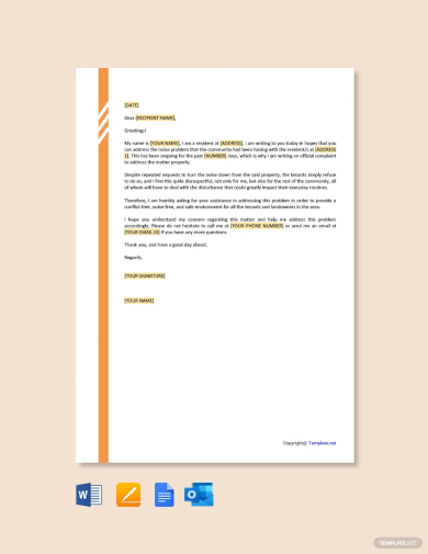 noise complaint letter template