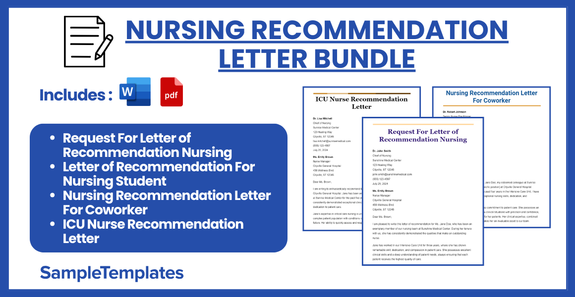 nursing recommendation letter bundle