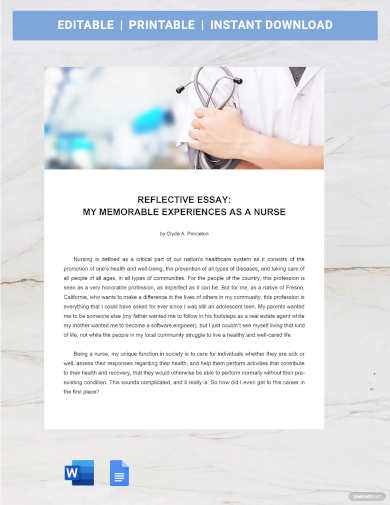 nursing reflective essay template