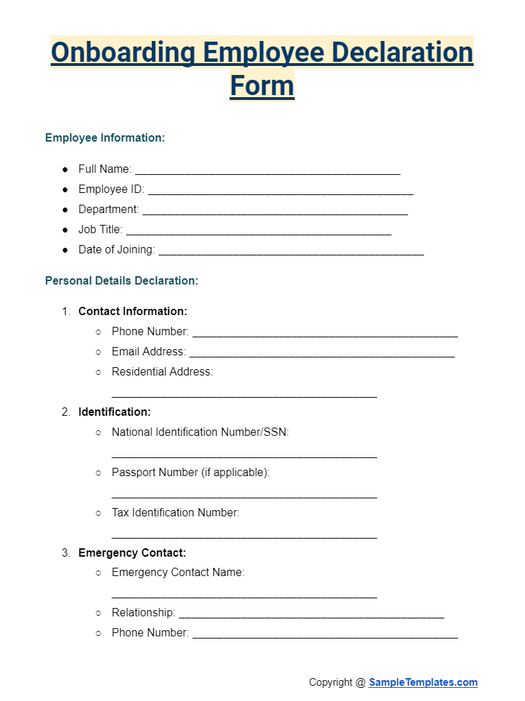 onboarding employee declaration form